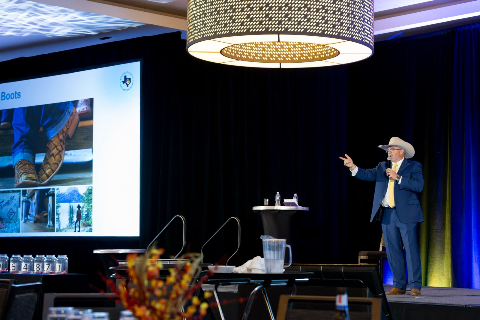 Paul O'Dwyer presenting on stage